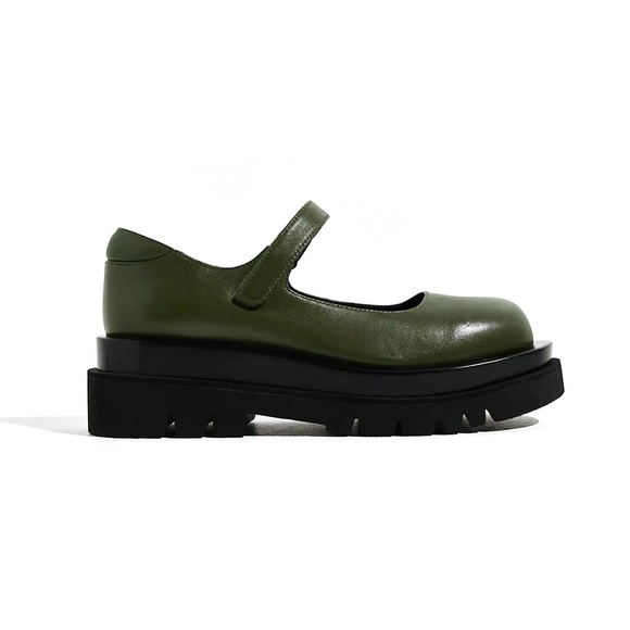 JEFFREY CAMPBELL FREE PEOPLE — PIPER PLATFORM MARY JANES, OLIVE, SIZE US 6.5 - Picture 3 of 17